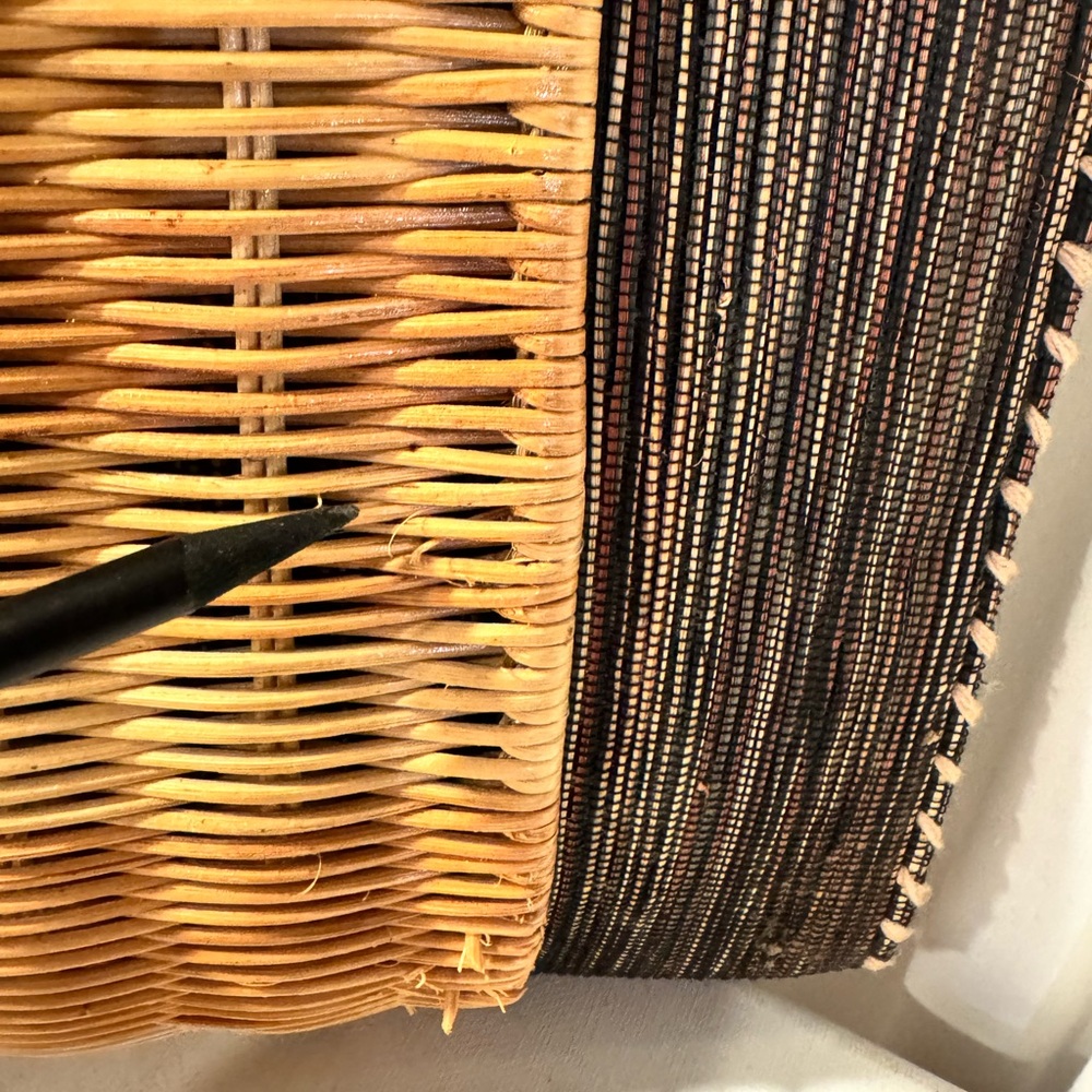 Wicker and Textile Handbag - Picture 7 of 9